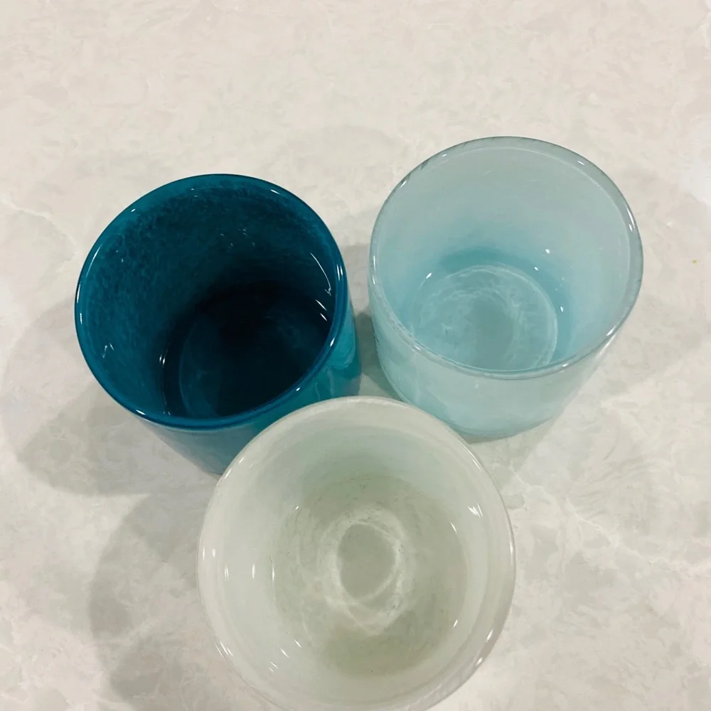 west elm glass tealight holders - 3 total